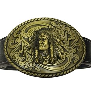 Native American Indian bronze color belt buckle approximately 3.75 "